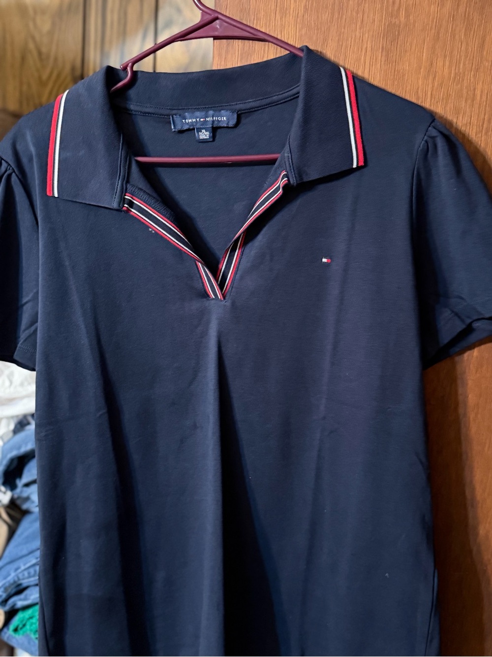 Tommy Hilfiger Navy Polo with Red and White Trim